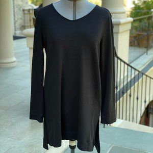 J Jill Pure Jill Luxe Tencel V Neck Tunic M Black